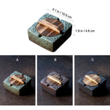 Vintage Ashtray with Lid for Outdoor Retro Square Cool Cute Ceramic Porcelain Clay Pottery Ash Tray Smokeless Windproof Covered Lidded