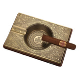 Vintage Cigar Ashtray Wooden Ash Tray Retro Large Metal Wood
