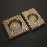 Vintage Cigar Ashtray Wooden Ash Tray Retro Large Metal Wood