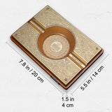 Vintage Cigar Ashtray Wooden Ash Tray Retro Large Metal Wood