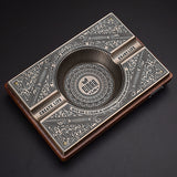 Vintage Cigar Ashtray Wooden Ash Tray Retro Large Metal Wood