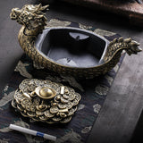 Vintage Dragon Lidded Ashtray Resin Large