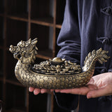 Vintage Dragon Lidded Ashtray Resin Large