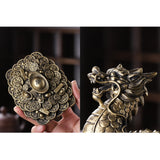 Vintage Dragon Lidded Ashtray Resin Large