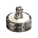 Welcoming Cat Ashtray with Lid Ceramic Cool Cute Ash Tray Smokeless Covered Lidded Windproof White Silver