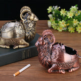 Ashtray with Lid animal metal covered ash tray Goat zinc alloy smokeless windproof cool cute 