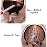 Ashtray with Lid animal metal covered ash tray Deer Goat Turtle zinc alloy smokeless windproof cool cute 