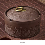 ceramic ashtray with lid cool cute purple clay ash tray covered lidded windproof smokeless outdoor