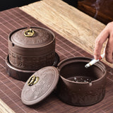 ceramic ashtray with lid cool cute purple clay ash tray covered lidded windproof smokeless outdoor