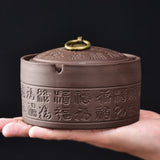 ceramic ashtray with lid cool cute purple clay ash tray covered lidded windproof smokeless outdoor