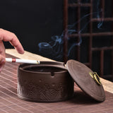 ceramic ashtray with lid cool cute purple clay ash tray covered lidded windproof smokeless outdoor