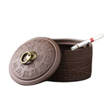 ceramic ashtray with lid cool cute purple clay ash tray covered lidded windproof smokeless outdoor