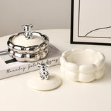 Nordic Ashtray with Lid Bubbles Surface Ceramic ash tray lidded covered windproof smokeless home decor decorative bear cream white silver