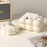 Nordic Ashtray with Lid Bubbles Surface Ceramic ash tray lidded covered windproof smokeless home decor decorative bear cream white silver