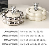 Nordic Ashtray with Lid Bubbles Surface Ceramic ash tray lidded covered windproof smokeless home decor decorative bear cream white silver