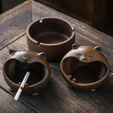outdoor ceramic ashtray coarse pottery dark cute cat pig ash tray windproof cool animal handmade decorative vintage retro