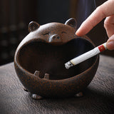 outdoor ceramic ashtray coarse pottery dark cute cat pig ash tray windproof cool animal handmade decorative vintage retro