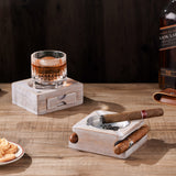 Cigar Ashtray with Whiskey Coaster Storage Drawer Wood