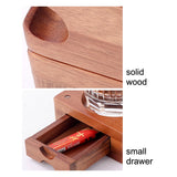 Cigar Ashtray with Whiskey Coaster Storage Drawer Wood
