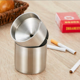 metal ashtray with lid stainless steel covered ash tray for car outdoor cool smokeless windproof silver