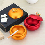 cute outdoor ashtray with lid cool metal covered ash tray zinc alloy apple windproof smokeless