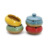 Cute Outdoor Ashtray with Lid Cool Ceramic Ash Tray Smokeless Windproof Covered Lidded Blue Yellow Green Red