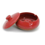 Cute Ashtray with Lid 4.4-inch (Glossy) red side viewCute Outdoor Ashtray with Lid Cool Ceramic Ash Tray Smokeless Windproof Covered Lidded Red