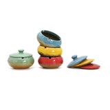 Cute Ashtray with Lid 4.4-inch (Glossy)Cute Outdoor Ashtray with Lid Cool Ceramic Ash Tray Smokeless Windproof Covered Lidded Blue Green Yellow Red