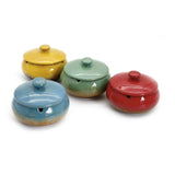 Cute Outdoor Ashtray with Lid Cool Ceramic Ash Tray Smokeless Windproof Covered Lidded Blue Yellow Green Red