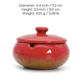 Cute Outdoor Ashtray with Lid Cool Ceramic Ash Tray Smokeless Windproof Covered Lidded Red