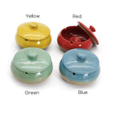 Cute Outdoor Ashtray with Lid Cool Ceramic Ash Tray Smokeless Windproof Covered Lidded Blue Yellow Green Red