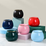 set of colorful cute ceramic ashtrays with lid blue green pink red black