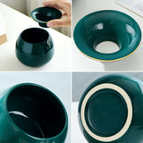 ceramic ashtray details showing lid interior and funnel design