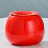 red ceramic ashtray glossy finish mini decorative ashtray
