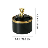 Cute Ceramic Ashtray with Lid Gold Bear Windproof Covered Lidded Ash Tray Smokeless Handmade Nordic black