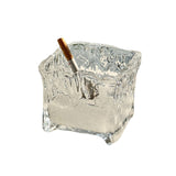 Cute Glass Ashtray Square Transparent Ash Tray Minimalist Home Decor Handmade Vintage Glacier Surface Pattern