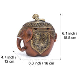 Decorative elephant resin ashtray size guide with dimensions