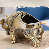 vintage ashtray with lid cute cool fighting bull covered metal ash tray zinc alloy smokeless windproof retro decorative piggy outdoor