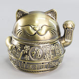 fortune cat ashtray with lid metal vintage covered ash tray lucky windproof smokeless cute cool outdoor