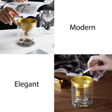 Glass Ashtray With Stainless Steel Funnel Cover Windproof Covered Lidded