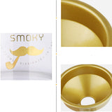 Glass Ashtray With Stainless Steel Funnel Cover Windproof Covered Lidded