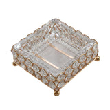 Transparent Glass Ashtray with Gold Metal Stand