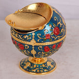 globe ashtray with lid metal ash tray zinc alloy vintage cool cute windproof smokeless retro elegant castle carving