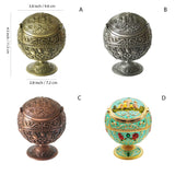 globe ashtray with lid metal ash tray zinc alloy vintage cool cute windproof smokeless retro elegant castle carving