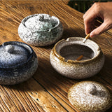 outdoor smokeless ashtray with lid ceramic ash tray japanese retro large
