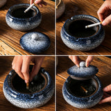 outdoor smokeless ashtray with lid ceramic ash tray japanese retro large