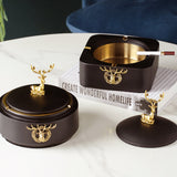 Large Gold Elk Exquisite Modern Astray With Lid