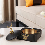 Large Gold Elk Exquisite Modern Astray With Lid