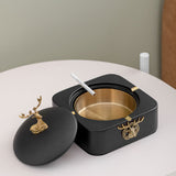 Large Gold Elk Exquisite Modern Astray With Lid