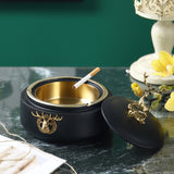 Large Gold Elk Exquisite Modern Astray With Lid